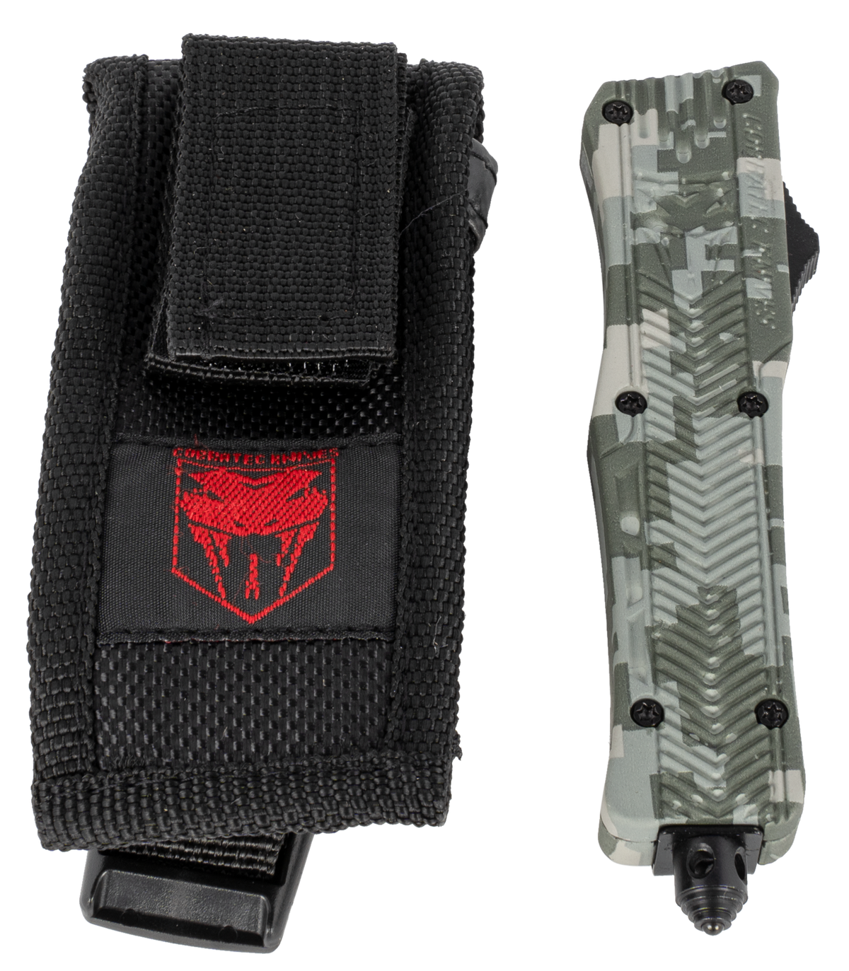 CobraTec Knives CTK-1 Small 2.75" OTF Dagger Plain D2 Steel Winter Digi Camo Aluminum Handle — view 3