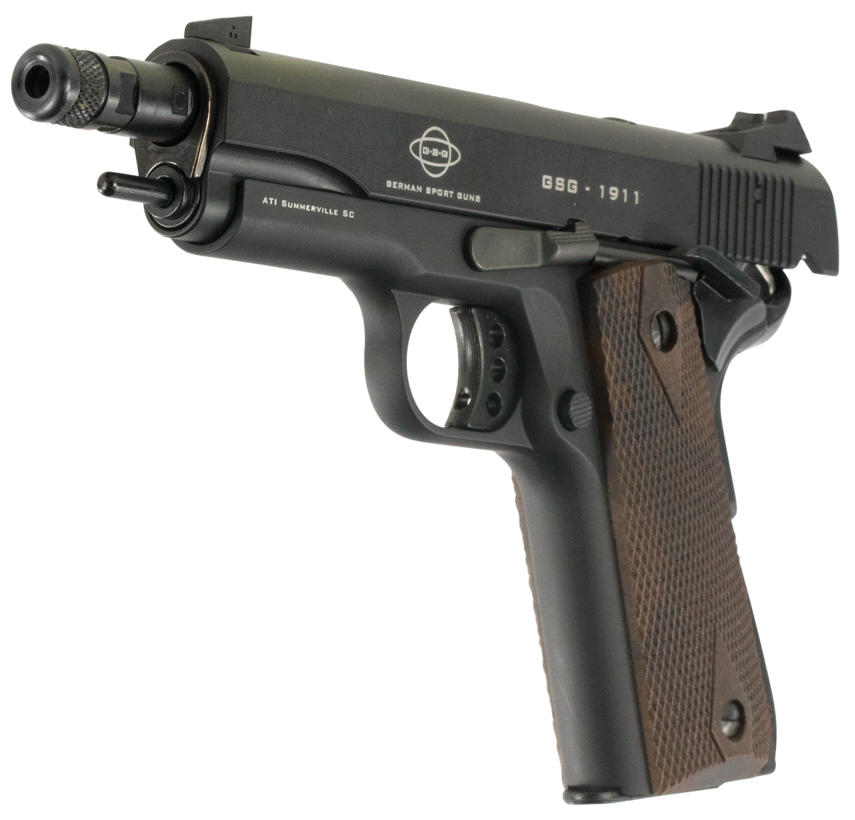 GSG 1911 22 LR 5" 10+1 SAO Pistol - Black Anodized Walnut Grip — view 3