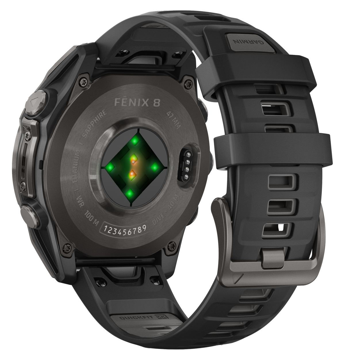 Garmin Fenix 8 47mm AMOLED Sapphire GPS Smartwatch - Carbon Gray DLC Titanium / Black Silicone — view 3
