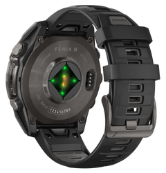 Garmin Fenix 8 47mm AMOLED Sapphire GPS Smartwatch - Carbon Gray DLC Titanium / Black Silicone — view 3