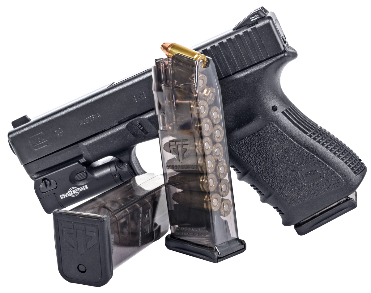 ETS Group SMKGLK19 Pistol Mag 15rd 9mm Luger for Glock 19/26/49 - Smoke Polymer — view 3