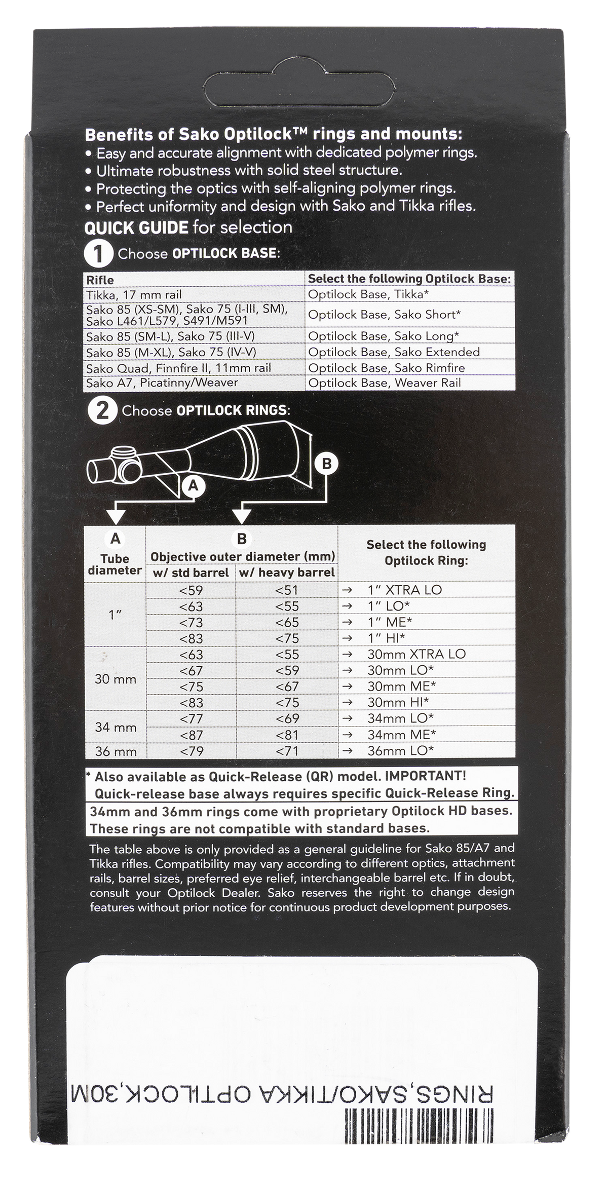 Tikka T3 Opti-Lock Rings 30mm Low Blued Steel Scope Ring Set — view 3