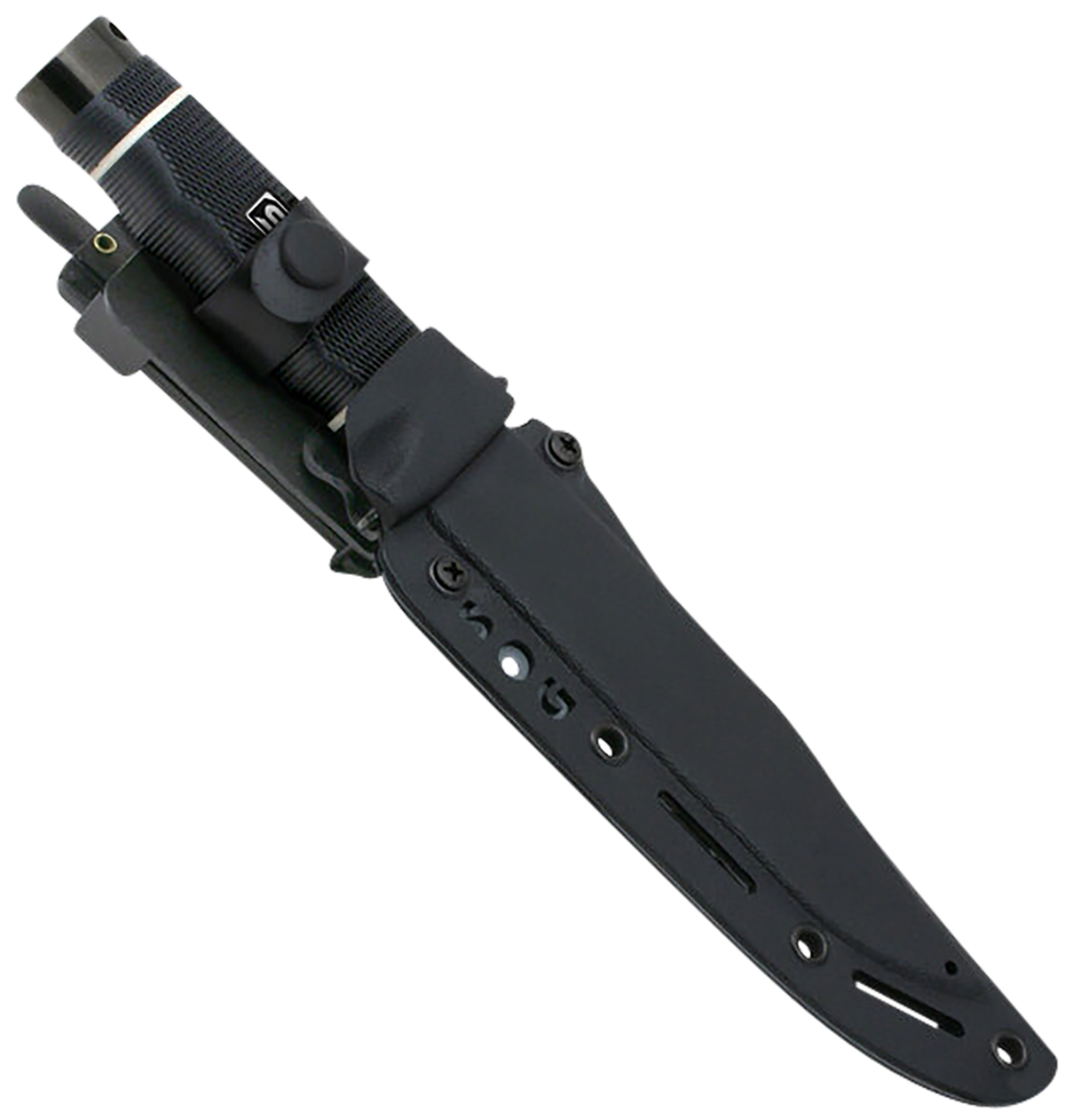 S.O.G Tech Bowie 6.40" Fixed Plain Clip Point AUS-8A SS Black TiNi Kraton Handle — view 3