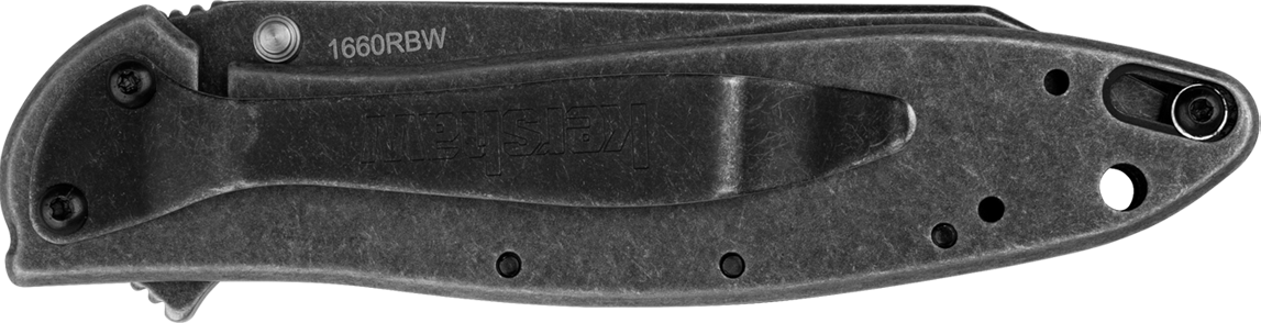 Kershaw Leek 1660RBW Random 3" Folding Reverse Tanto Plain 14C28N BlackWash Stainless Steel Handle — view 3