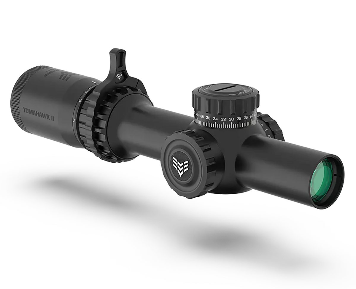 Swampfox Optics Tomahawk II 1-4x 24mm 30mm Tube SFP LPVO Riflescope - Bright Fiber Optic Red Reticle — view 3