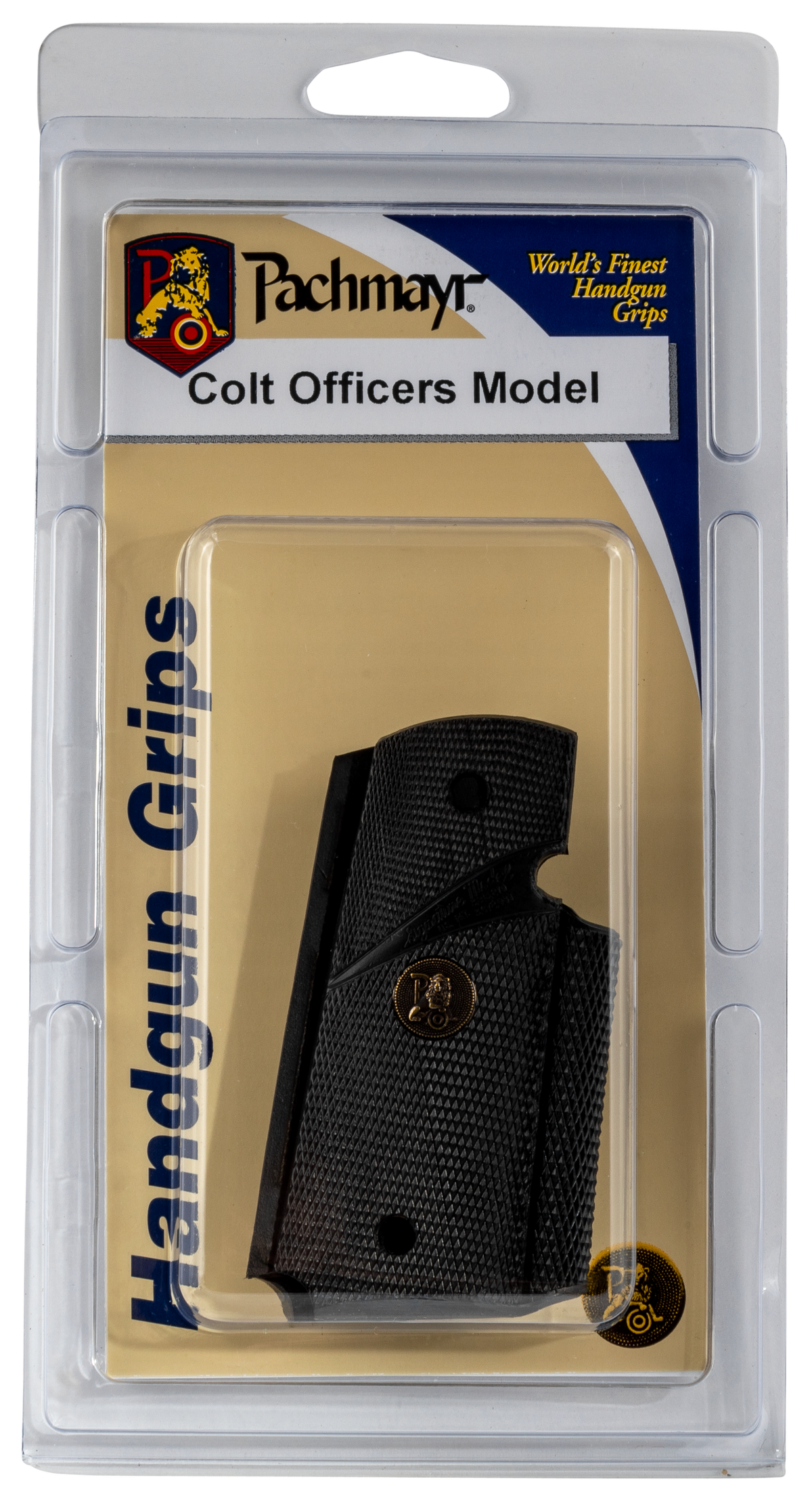 Pachmayr Signature Wraparound Pistol Grip Checkered Black Rubber - Colt Officer — view 3
