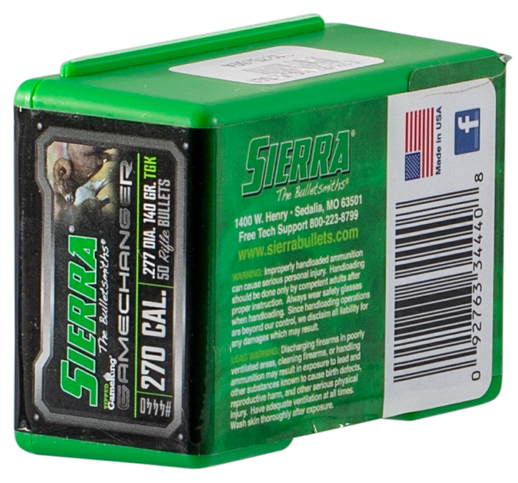 Sierra Tipped GameKing .270 Cal 140gr Hollow Point Boat Tail Reloading Bullets - 50/Box — view 3