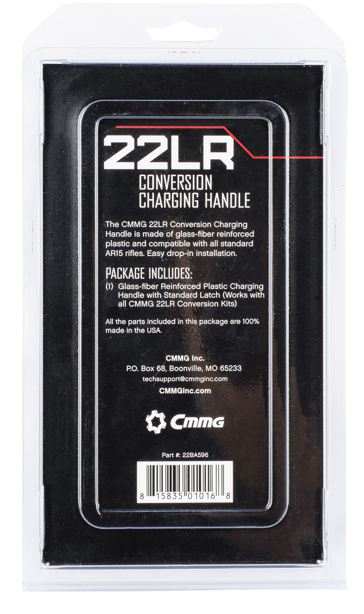 CMMG 22BA596 Charging Handle Assembly .22 LR AR-15 Anti-Jam - Black Nylon — view 3