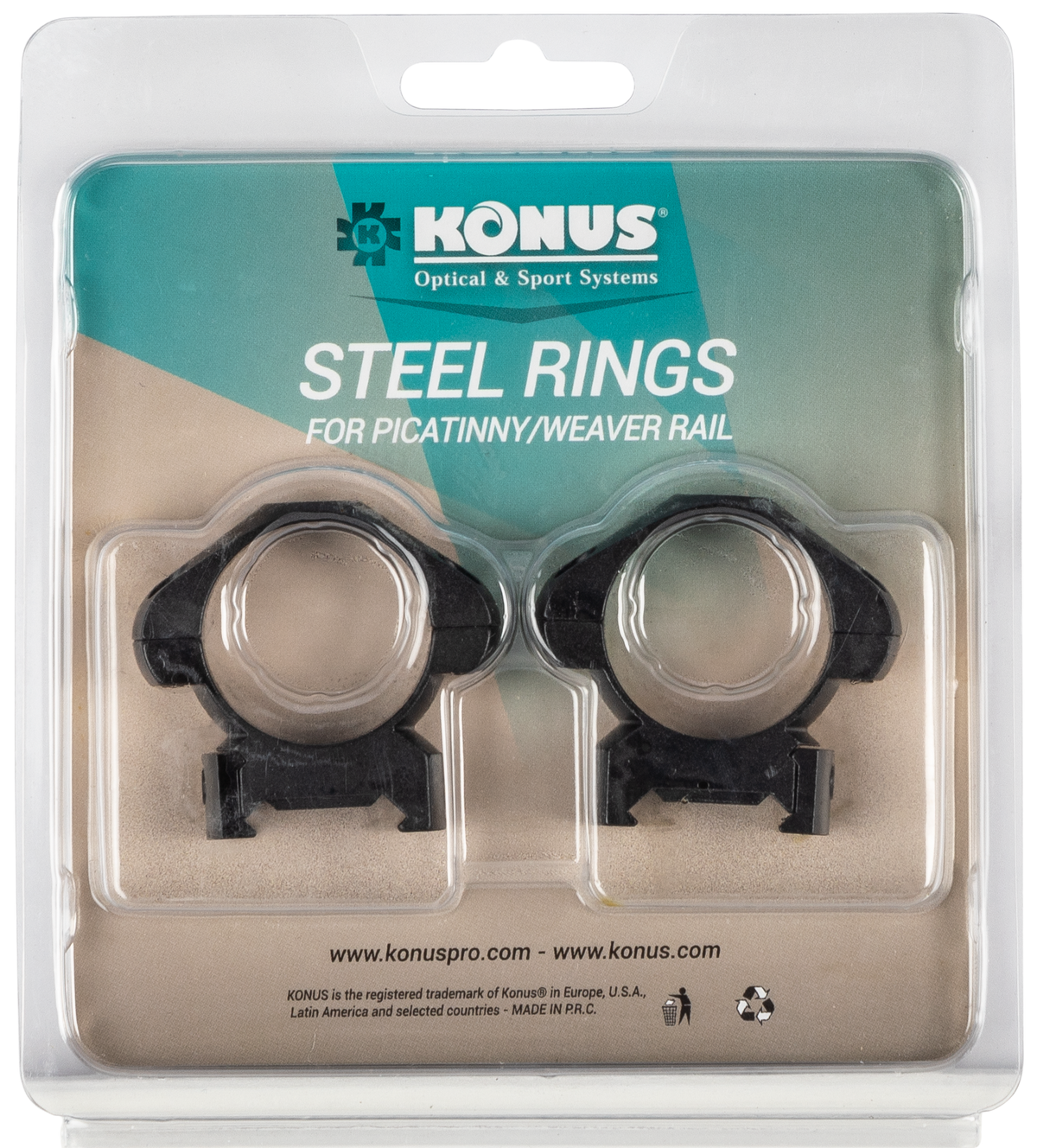 Konus 7404 Steel Scope Rings 30mm Medium Matte Black 0 MOA - Pair — view 3