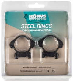 Konus 7404 Steel Scope Rings 30mm Medium Matte Black 0 MOA - Pair — view 3