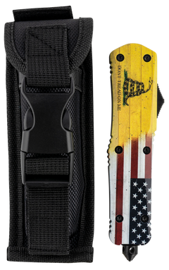 Templar Knife LDTOM231 Gen II Don't Tread On Me Large 3.50" OTF Tanto Plain 440C Black Oxide Stonewashed Yellow Aluminum Handle — view 3