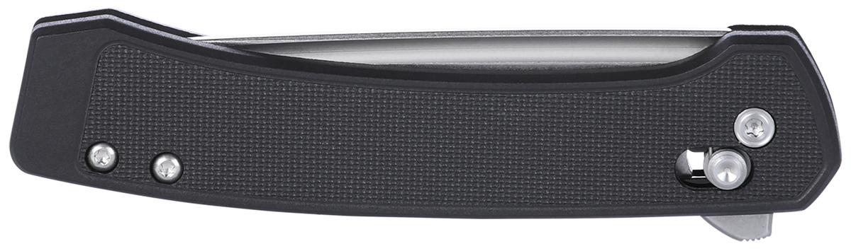 Columbia River Q Compact 3.05" Folding Drop Point Plain Stonewashed 14C28N Steel Black GRN Handle — view 3