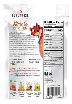 ReadyWise Simple Kitchen Freeze Dried Peaches 1 Serving Pouch - 6 Pouch Case — view 3