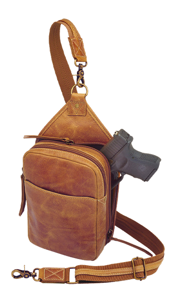 Kingport Industries GTM-CZY/106 Compact Sling Crossbody Caramel Leather CCW Bag — view 3