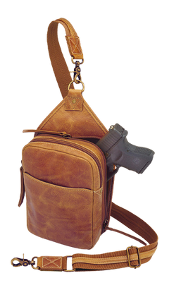 Kingport Industries GTM-CZY/106 Compact Sling Crossbody Caramel Leather CCW Bag — view 3