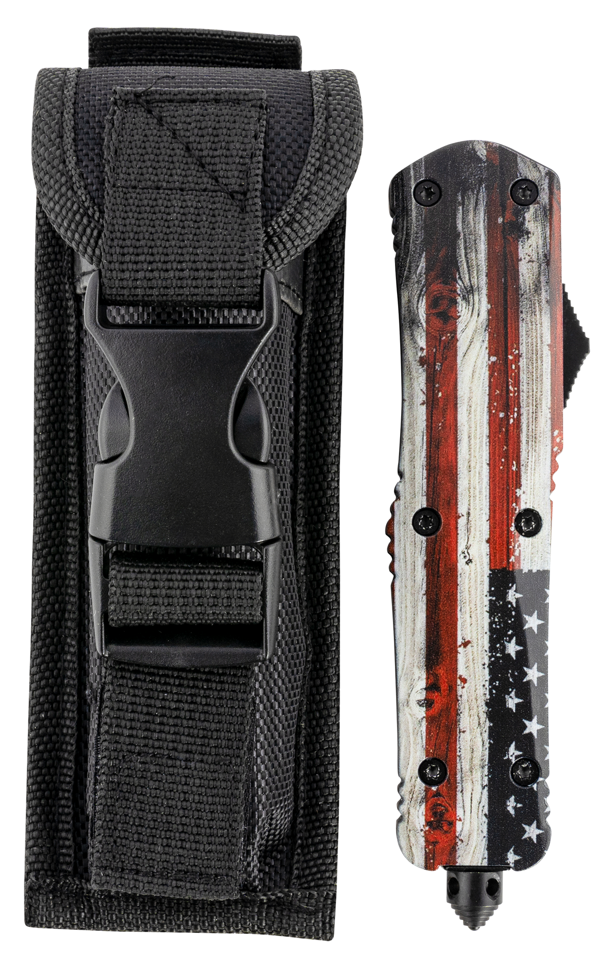 Templar Knife LWUS231 Gen II Wood US Flag Large 3.50" OTF Tanto Plain 440C Black Oxide Stonewashed 5.25" US Flag Aluminum Handle — view 3