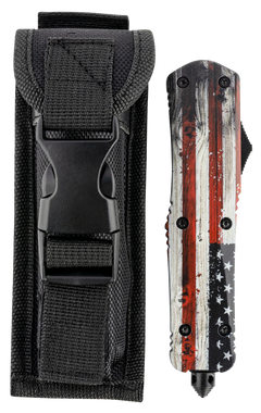 Templar Knife LWUS231 Gen II Wood US Flag Large 3.50" OTF Tanto Plain 440C Black Oxide Stonewashed 5.25" US Flag Aluminum Handle — view 3