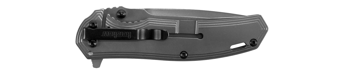 Kershaw Fringe 8310 3" Folding Drop Point Plain Gray TiN 8Cr13MoV SS Black/Gray Carbon Fiber Handle — view 3
