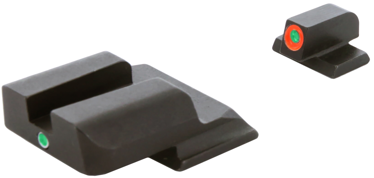 AmeriGlo SW245 i-Dot Night Sight Set for S&W M&P Shield - Green Tritium Orange Outline Front / Green Tritium Rear — view 3