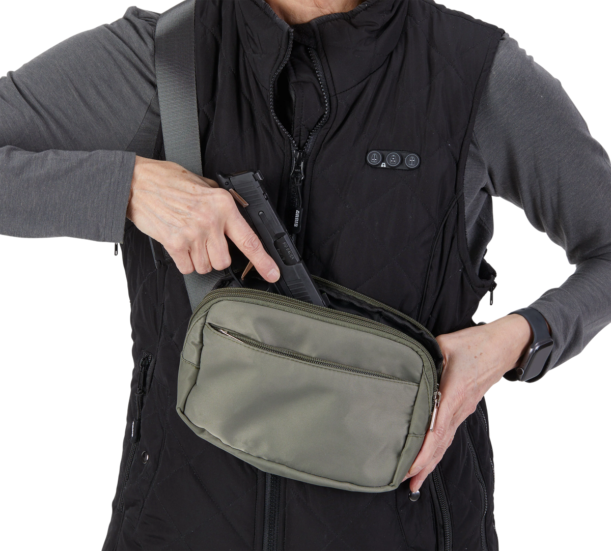 US PeaceKeeper Suburban Sidekick Fanny Pack Green/Grey Polyester - 8.25" x 5.5" x 2.25" — view 3