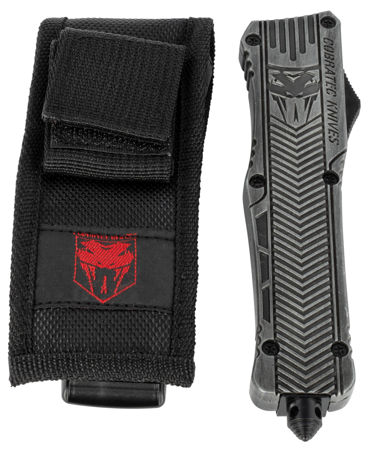 CobraTec Knives CTK-1 Large 3.75" OTF Tanto Plain D2 Steel Stonewashed Aluminum Handle — view 3
