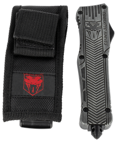 CobraTec Knives CTK-1 Large 3.75" OTF Tanto Plain D2 Steel Stonewashed Aluminum Handle — view 3