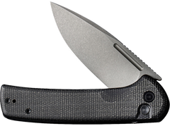 Civivi Knives Conspirator 3.48" Folding Drop Point Plain Gray Stonewashed Nitro-V Steel - Black Textured Micarta Handle — view 3