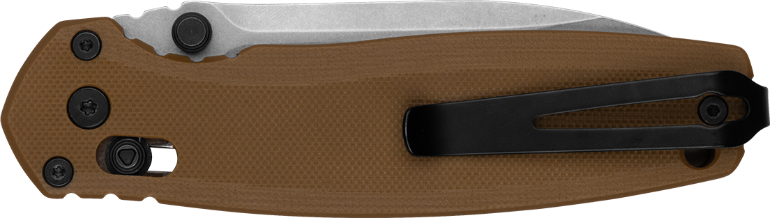 Kershaw Broadside 2052 3.5" Folding Spear Point Plain Stonewashed D2 Brown G10 — view 3