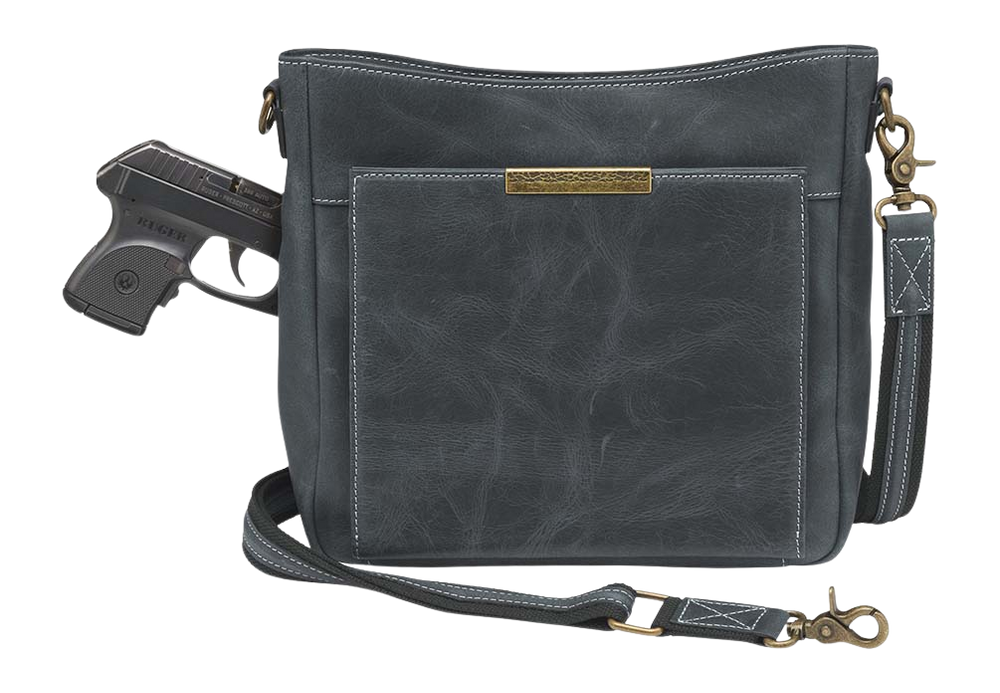 Kingport Industries GTM-CZY/98 Slim Crossbody Distressed Buffalo Gray Leather CCW Purse — view 3