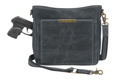 Kingport Industries GTM-CZY/98 Slim Crossbody Distressed Buffalo Gray Leather CCW Purse — view 3