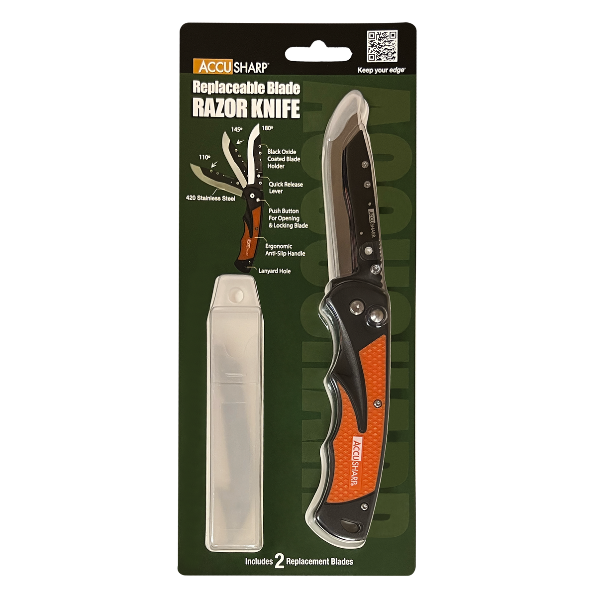 AccuSharp 741C Replaceable Blade Razor 3.5" Folding Knife Orange — view 3