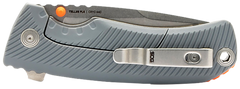 S.O.G Tellus FLK 3.65" Folding Clip Point Plain Stonewashed Cryo 440C SS Wolf Gray GRN Handle — view 3