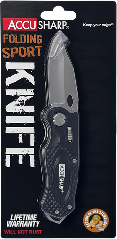 Accusharp 703C Sport 3" Folding Plain Stainless Steel Blade Black Anodized Aluminum Handle — view 3