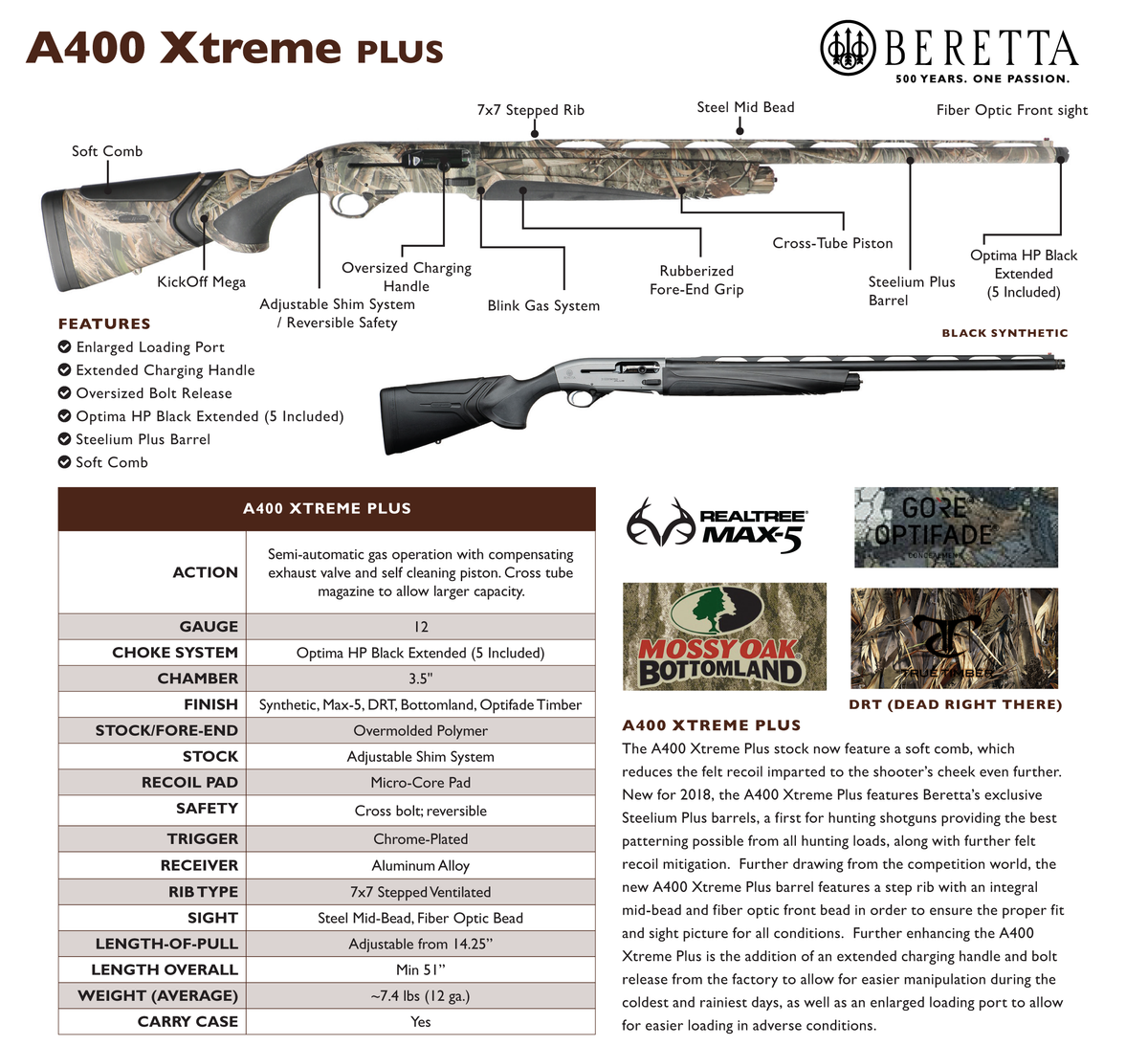 Beretta USA A400 Xtreme Plus 12 Gauge 28" 3.5" 2+1 Semi-Auto Shotgun - Mossy Oak Bottomland — view 3