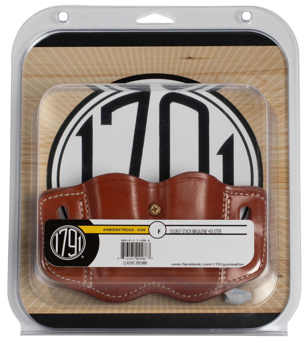 1791 Gunleather MAG-F 2.2 Double Mag Holster Double Stack Belt Slide Classic Brown Leather — view 3