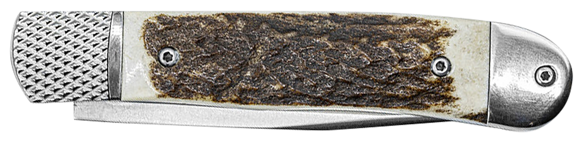 CobraTec Knives Trapper Hidden Release 3.12" D2 Steel Drop Point Plain Automatic - Stag Scales Handle — view 3