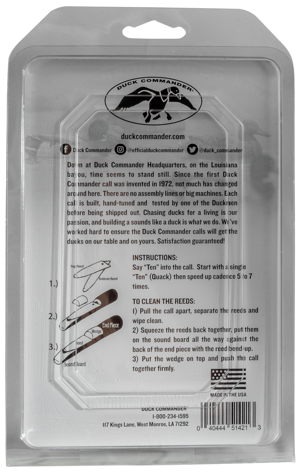 Duck Commander RDC100 Open Call Double Reed Mallard Hen Duck Call - Gray Plastic — view 3