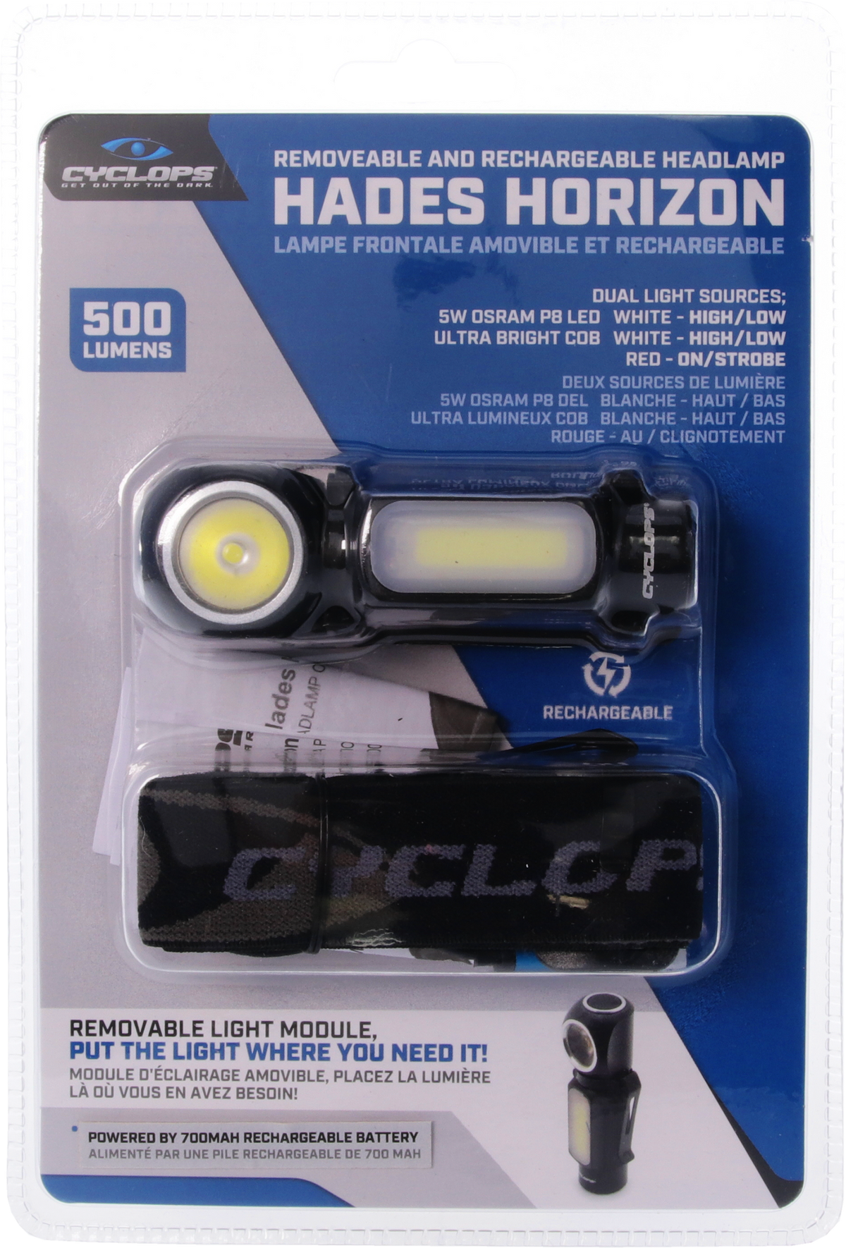 Cyclops Hades Horizon 500 Lumen P9 LED Rechargeable Headlamp - Black Anodized — view 3