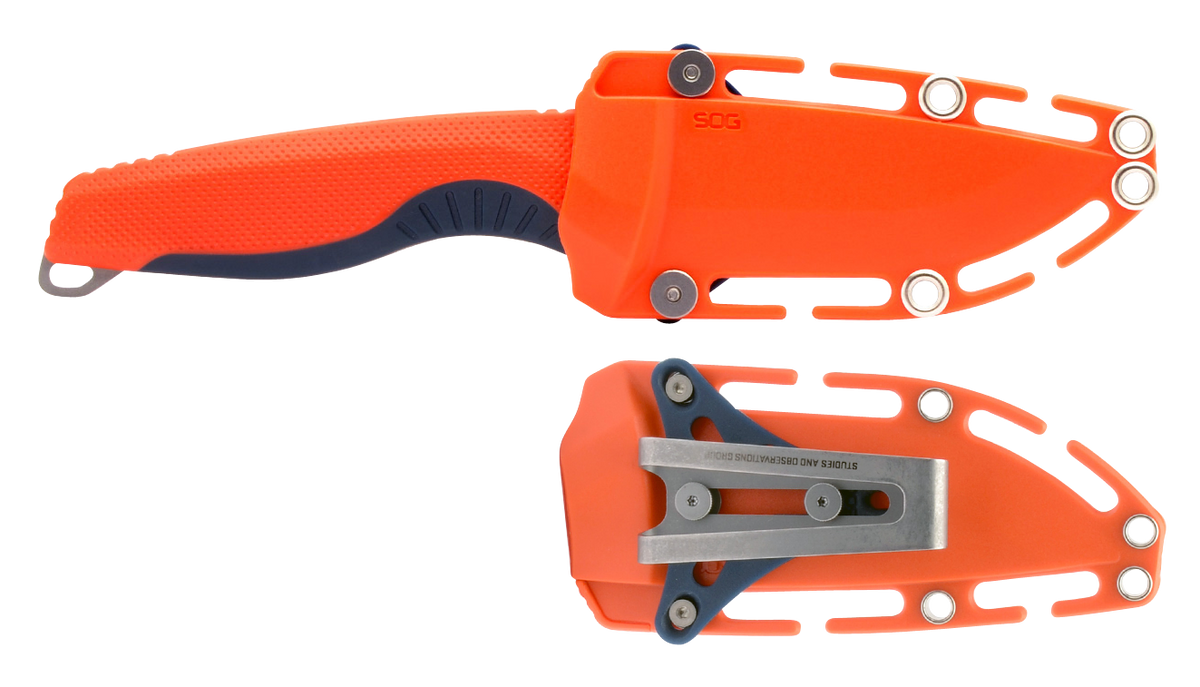 S.O.G Aegis FX 3.70" Fixed Blade Drop Point Plain 4116 Krupp - Rescue Red/Indigo GRN — view 3