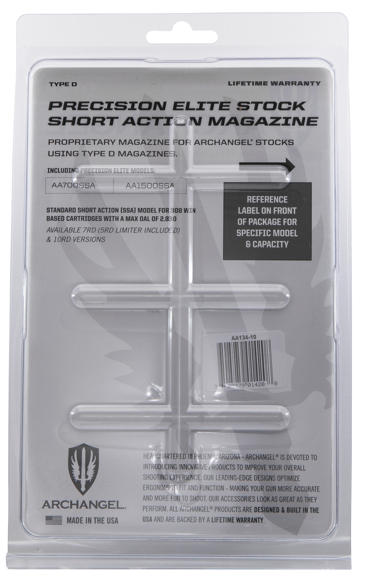 Archangel AA13410 Precision Elite 10rd 6.5 Creedmoor/308 Win Short Action Black Polymer Magazine — view 3