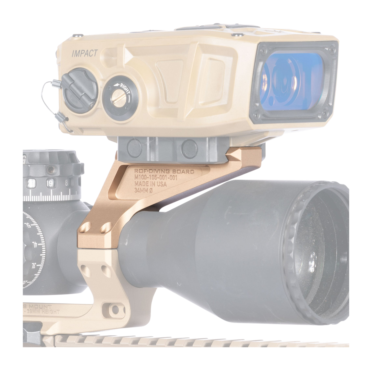 Reptilia ROF Diving Board 34mm Single Ring FDE Rail Mount — view 3