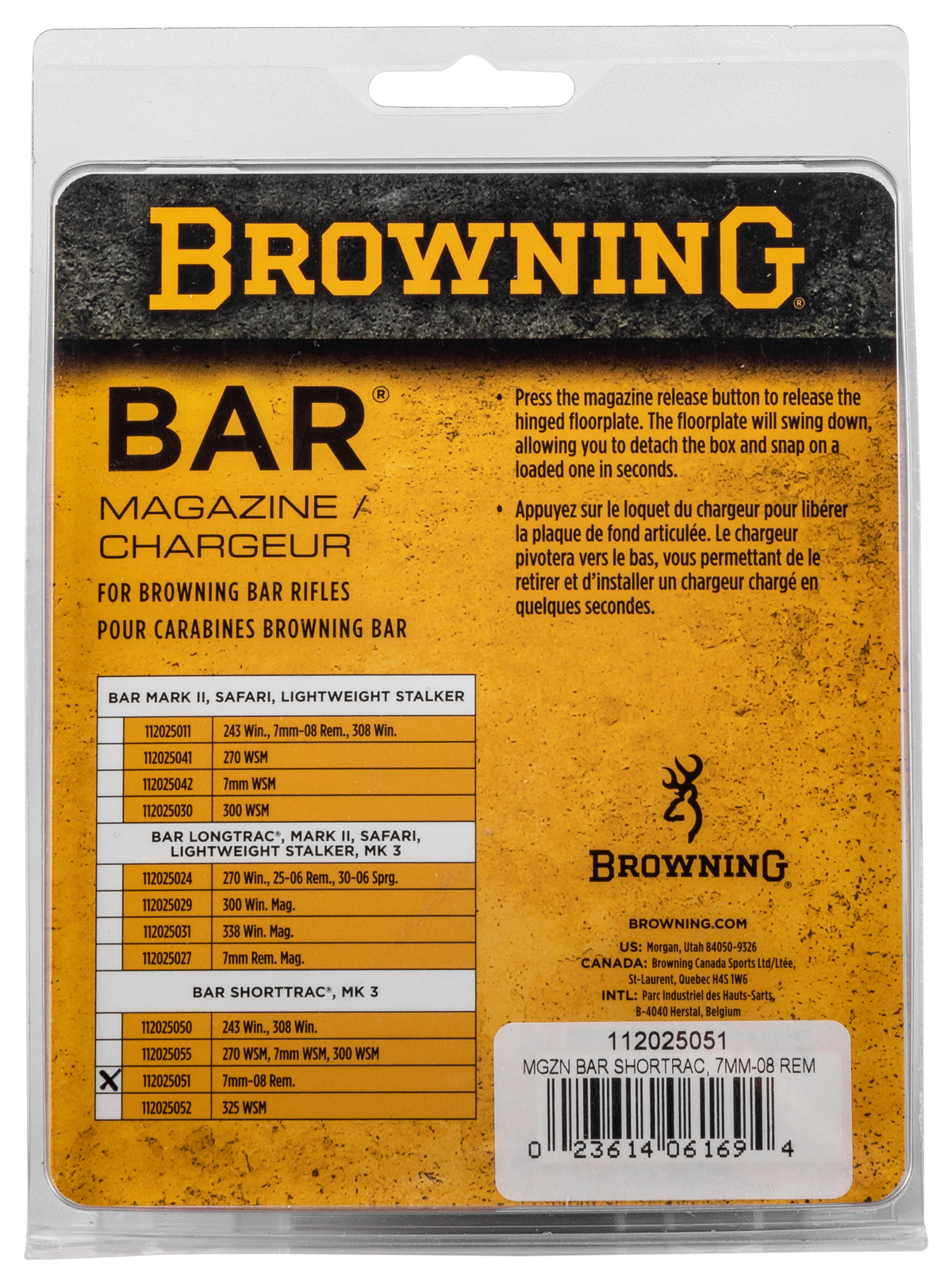 Browning BAR ShortTrac 7mm-08 Rem 4-Rd Detachable Magazine — view 3