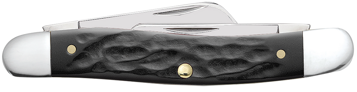 Case Medium Stockman 3-Blade 2.57"/1.88"/1.71" Folding Knife - Clip Point/Sheepsfoot/Spey - Rough Black Synthetic — view 3
