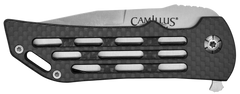Camillus Dominator II 3" Folding Drop Point Plain Edge 420 Steel Titanium Bonded Knife - Silver Carbon Fiber/SS Handle — view 3
