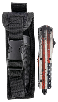 Templar Knife SWUS232 Gen II Wood US Flag Small 2.69" OTF Tanto Plain Powder Coated 440C 4.31" Painted Wood Grain US Flag Aluminum Handle Glass Breaker — view 3
