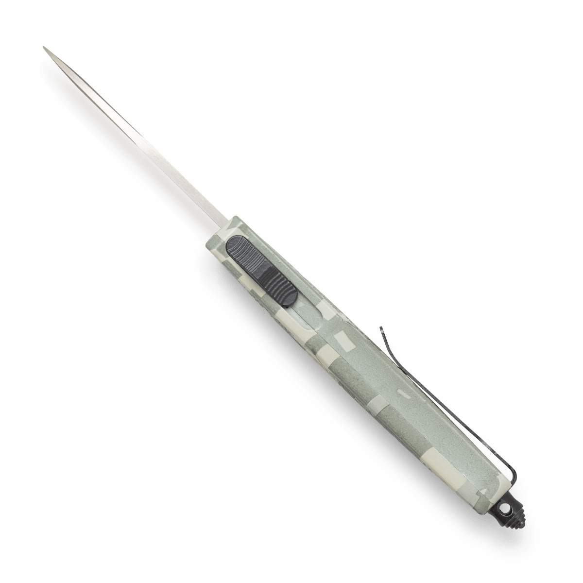 CobraTec Knives CTK-1 Small 2.75" OTF Drop Point Plain D2 Steel Digital Camo Aluminum Handle - American Flag — view 3