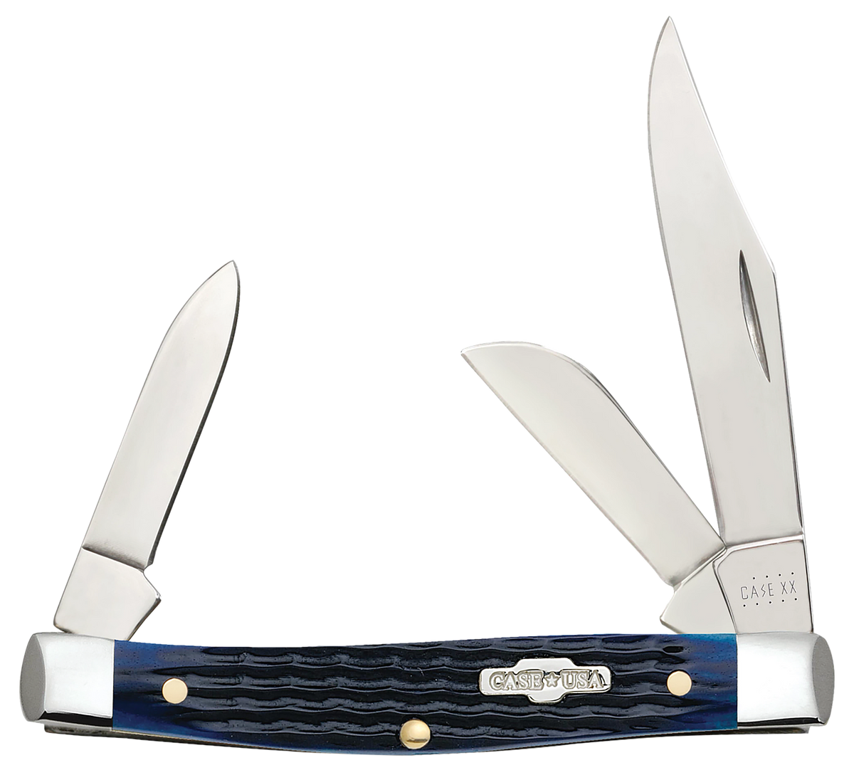 Case 02806 Stockman Medium 2.42"/1.58"/1.57" 3-Blade Folding Pocket Knife - Blue Bone — view 3
