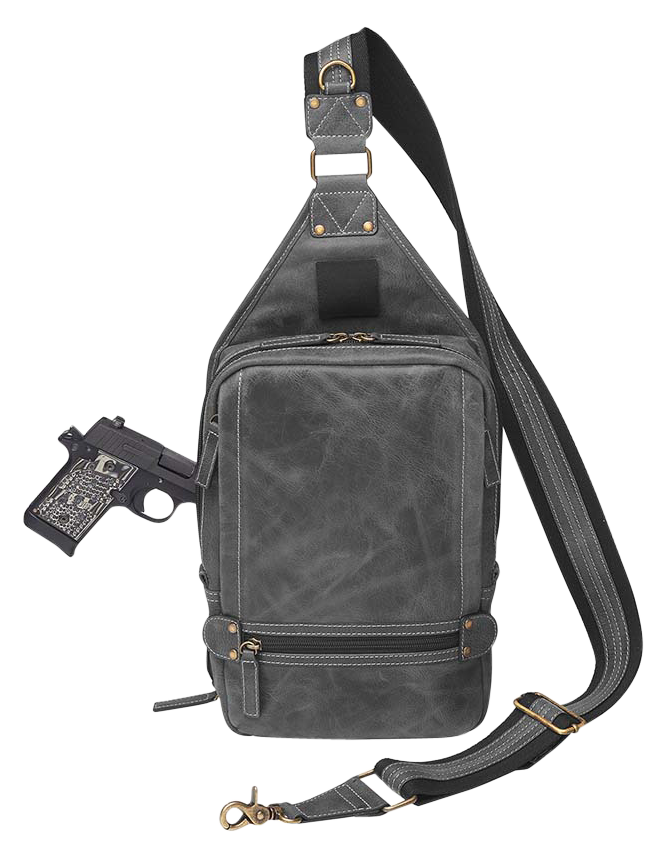 Kingport Industries GTM-CZY/108 Sling Backpack Gray Leather CCW Bag - Includes Holster — view 3