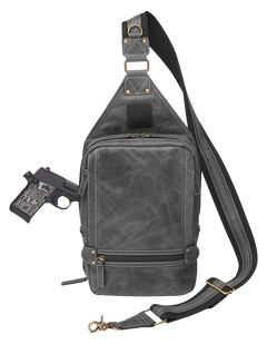 Kingport Industries GTM-CZY/108 Sling Backpack Gray Leather CCW Bag - Includes Holster — view 3