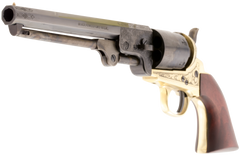 Traditions 1851 Navy Break-Open 44 Cal 7.50" 6-Shot Percussion Revolver - Brass Engraved Frame, Blued Cylinder, Walnut Grip — view 3